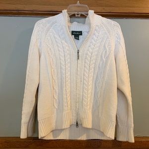Eddie Bauer Cable Knit Double Zip Cardigan sz M